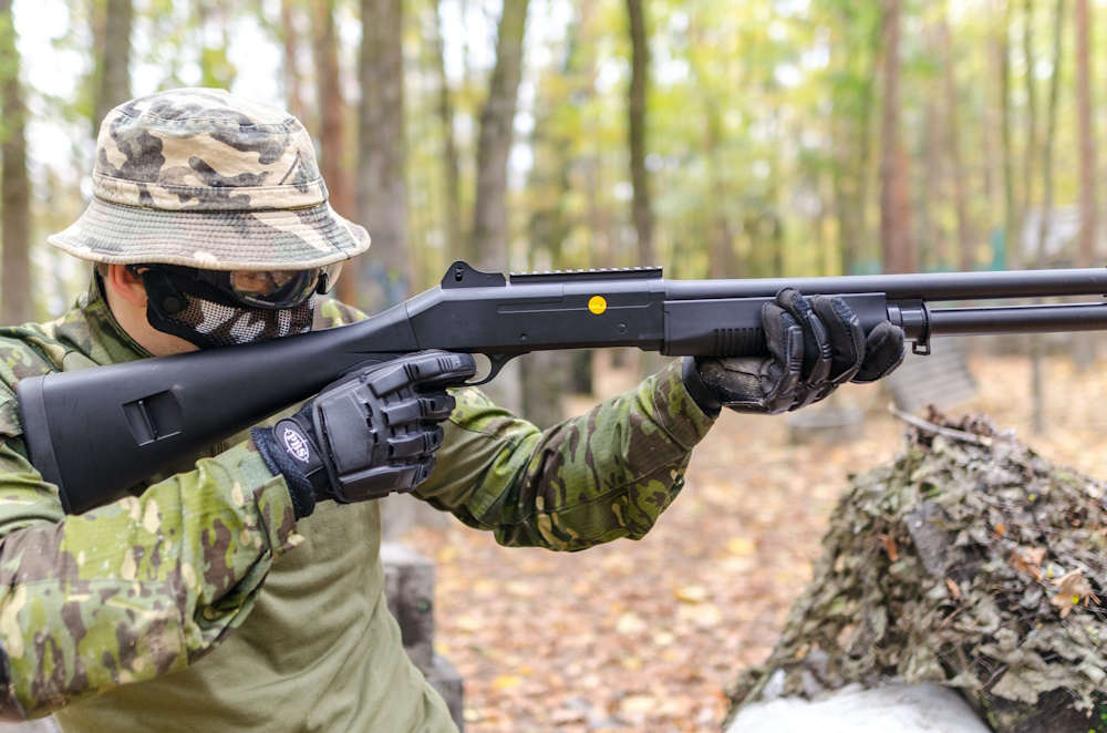 Guard with shooting gun